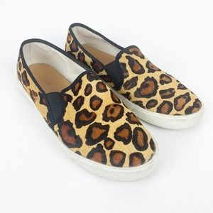 J. Crew Cheetah Print Calf Hair Slip On Sneaker 10